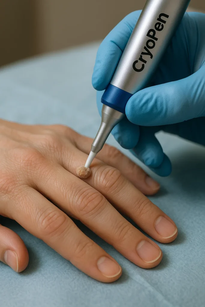 example of cryopen wart removal Greater London (Camden) treatment on a persons finger
