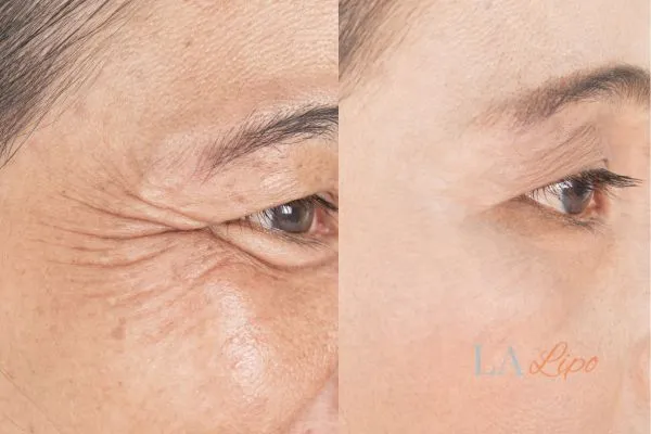Before and after results of woman - HI-fu wrinkles reduction treatment Greater London (Camden)