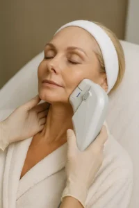 Woman receiving HIFU non surgical facelift treatment Greater London (Camden)