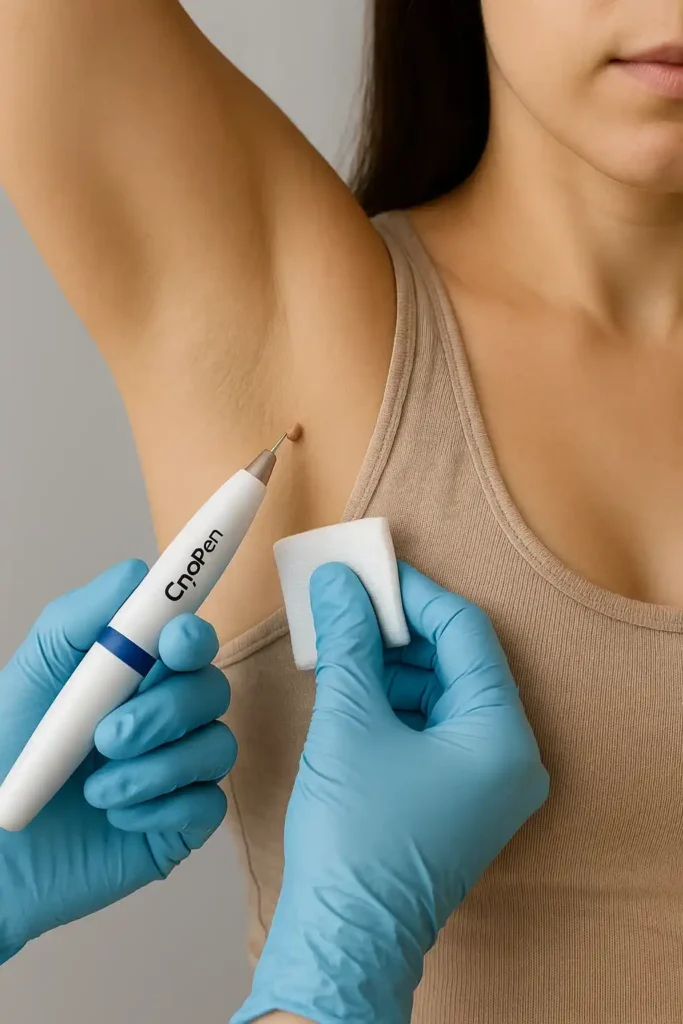 woman having cryopen to remove underarm skin tags Greater London (Camden)